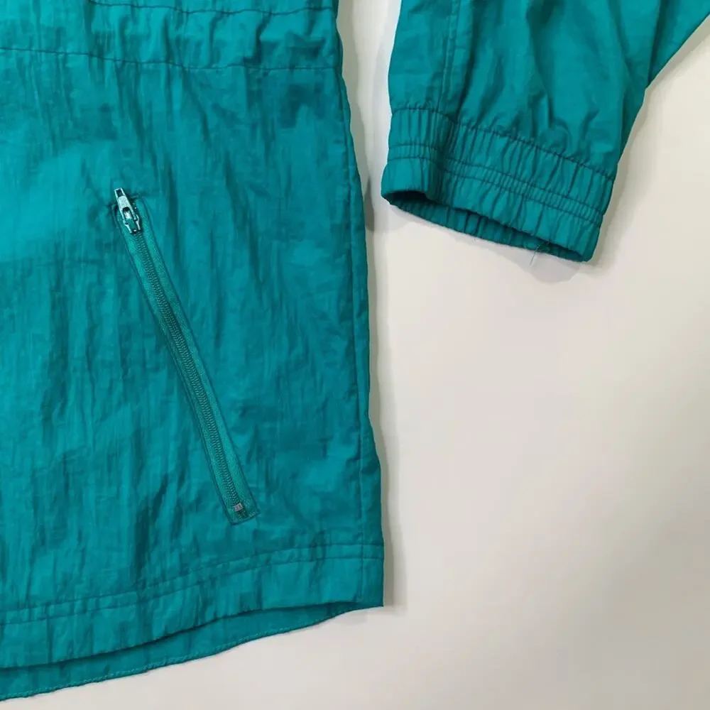 Vintage Reebok Jacket Mens M‎ Medium Teal Nylon Full Zip Windbreaker Vented 90s